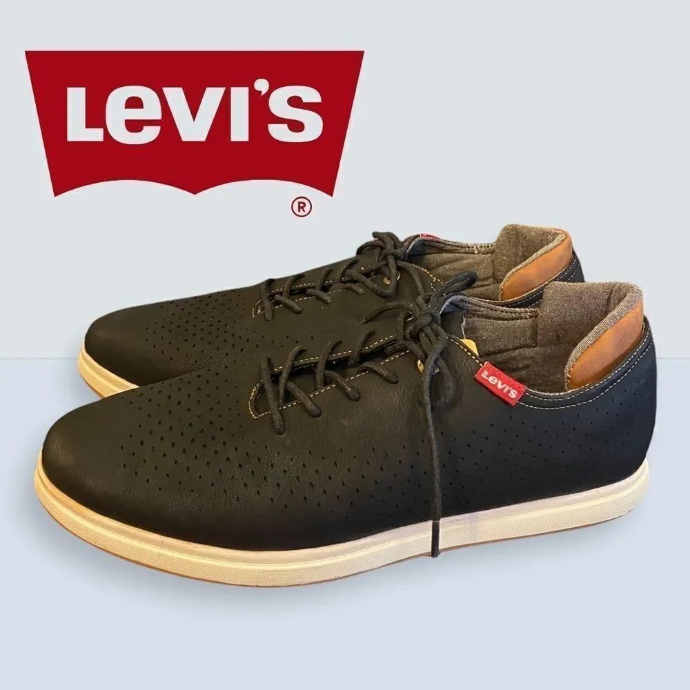 Levi's Men's Black Perforated Tie Sneakers 13